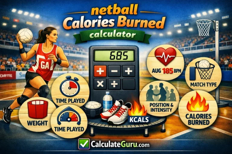 Netball Calories Burned Calculator Position-Based MET Tool
