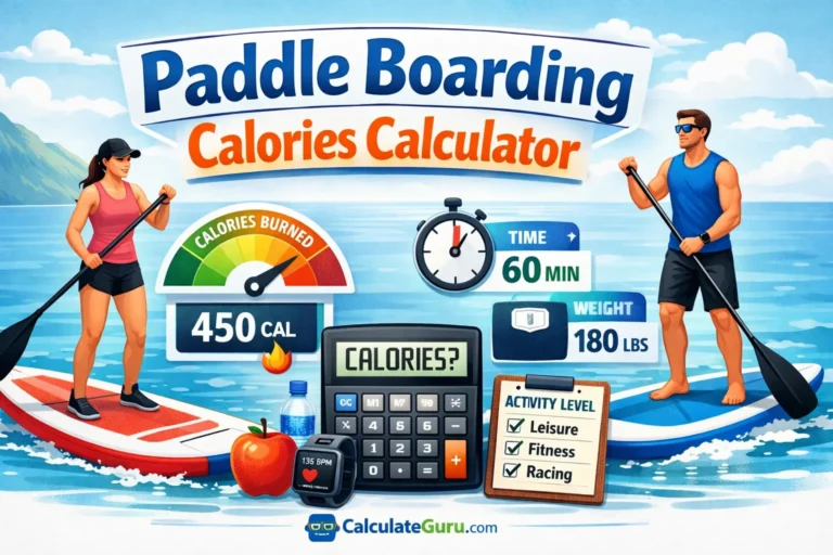  Paddle Boarding Calories Calculator